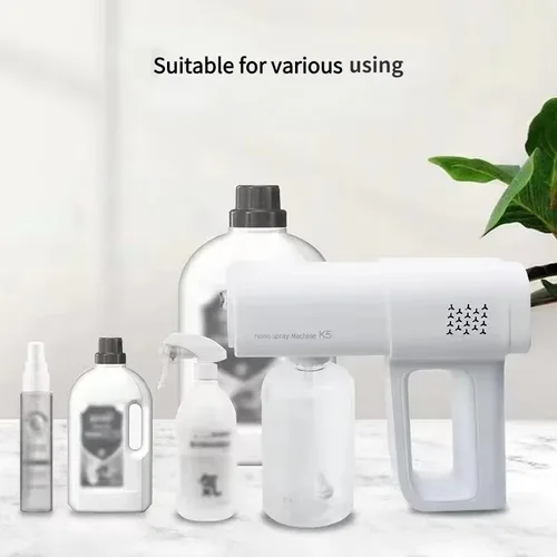 Imagen 2 del producto El más nuevo pulverizador eléctrico inalámbrico de 380ml, pistola pulverizadora de Vapor con luz azul Nano USB, herramienta de atomización para el hogar para suavizar el cabello de barbería