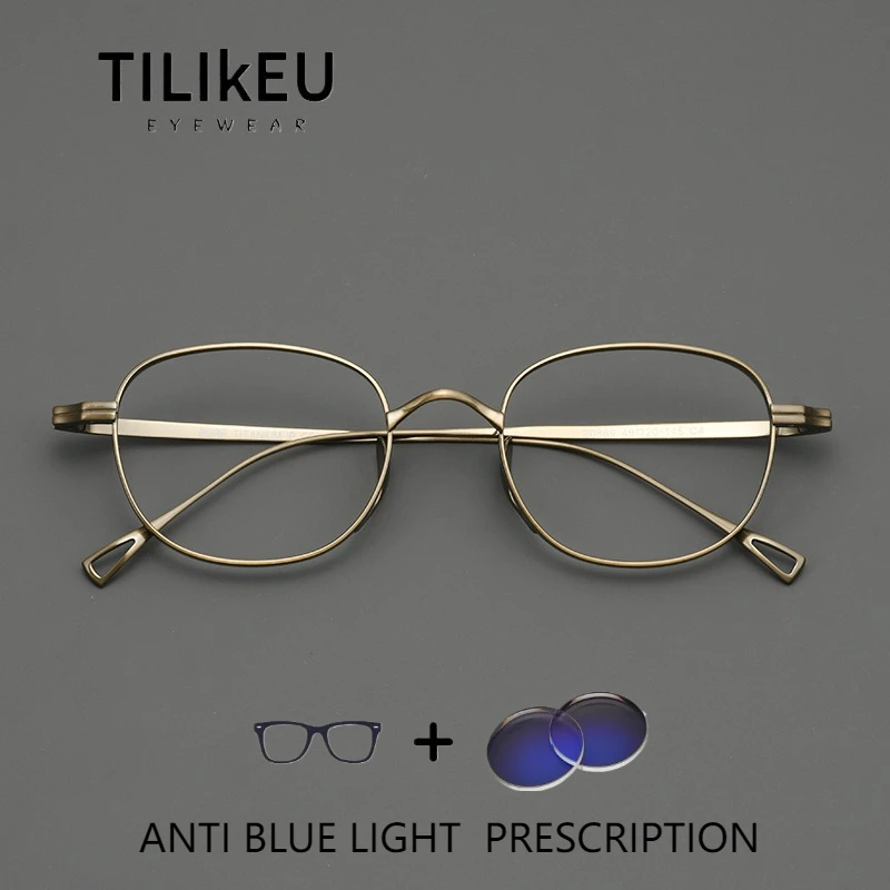 

Vintage Ultralight Pure Titanium Optical Prescription Glasses Men Reading Glasses Women Fashion Oval Blue Light Blocking Glasses