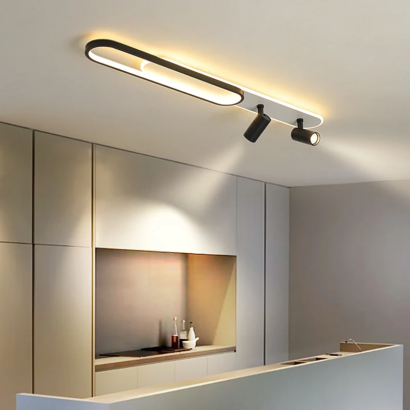 Plafonniers LED avec projecteurs minimalistes, lampes de piste pour chambre à coucher, corrigées par salle à manger, hall, couloir, longue bande