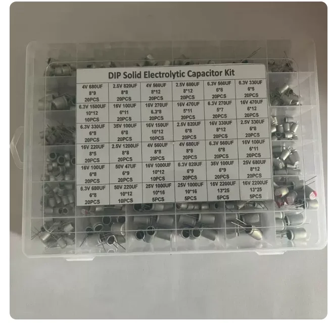 620 Pcs, 36 Types of Radial Solid Electrolytic Capacitors (2.5V, 4V, 6.3V/3300uF, 16V/2200uF)