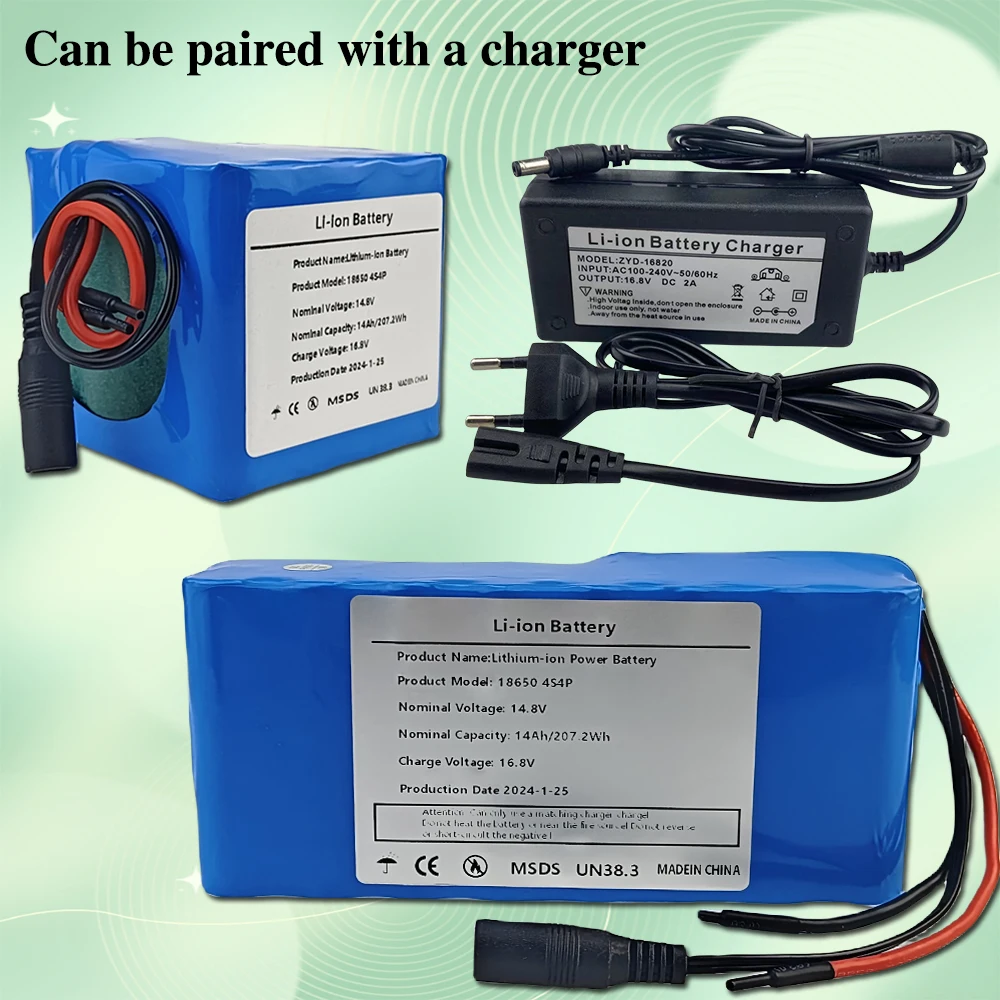 

New 14.8V 14Ah 18650 4S4P Lithium Battery Pack For LED Night Fishing Lamp Heater Miner Lamp Amplifier Cell+16.8V 2A Charger
