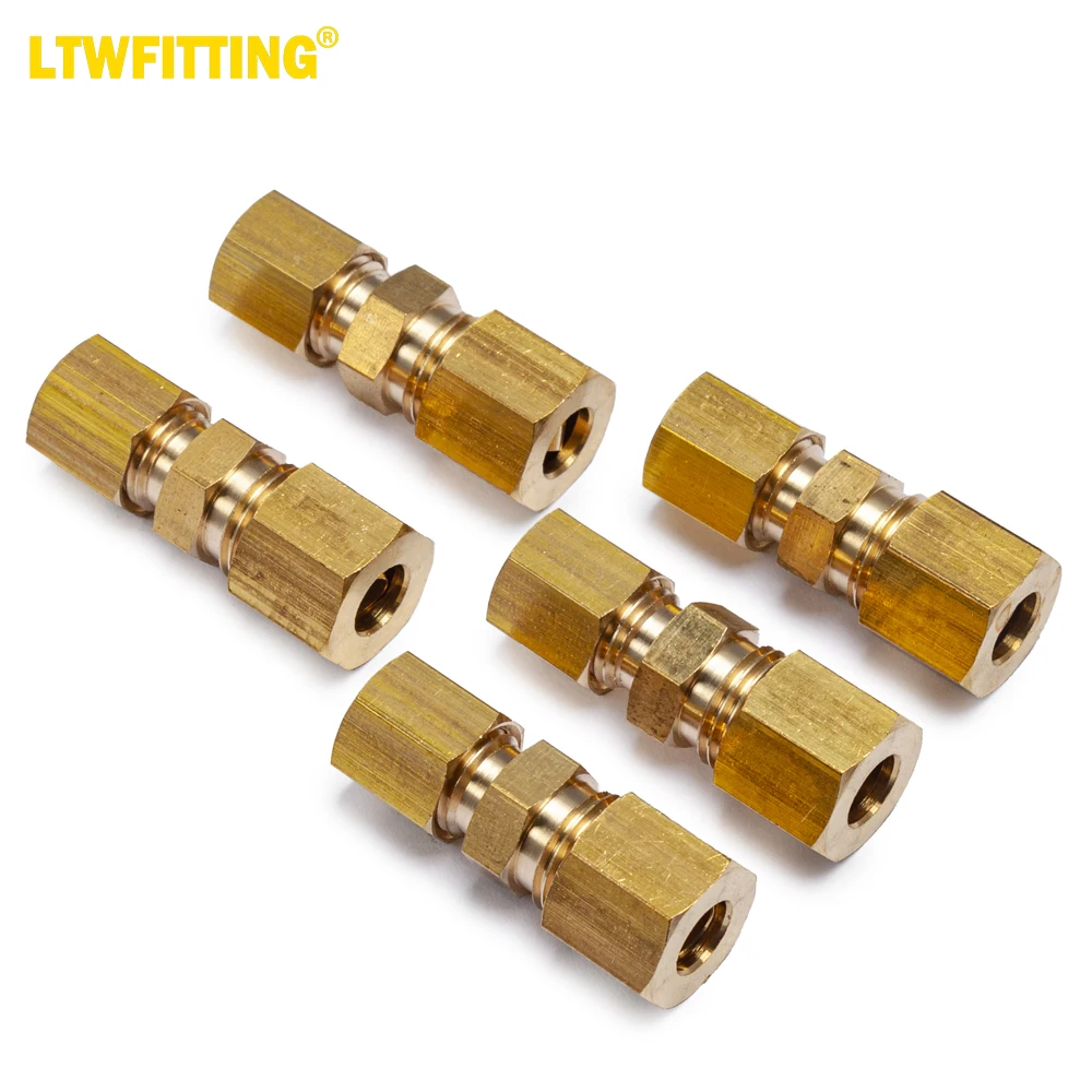 

LTWFITTING Compression Reducing Union 3/16-Inch OD x 1/4-Inch OD Brass Fitting (Pack of 5)