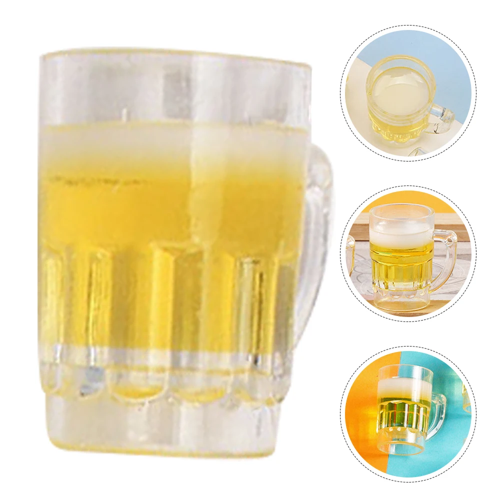 

10 Pcs Simulation Beer Mug Tiny Miniature Dollhouse Cups Resin Coffee Mugs Prop