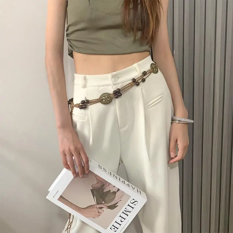 Ретро бабочка с кисточками на талии Y2K модные богемные ремни летние пляжные аксессуары винтажный этнический цветок богемный пояс