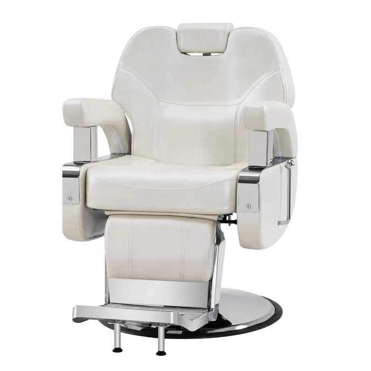 Barber Chair Cheap Wholesale Beauty Salon Hydraulic White PU Leather Duty OEM Hair Heavy Barber Shop  Furniture