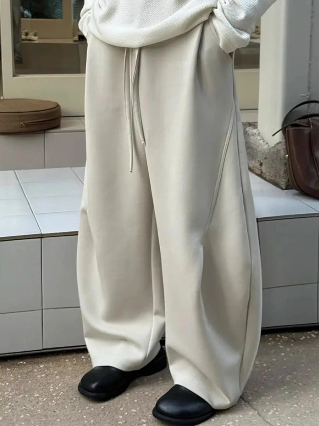 

Мужские трикотажные брюки-джоггеры цвета хаки, свободного прямого кроя, в стиле деконструктивизма, для осени, повседневные, для комфортного отдыха