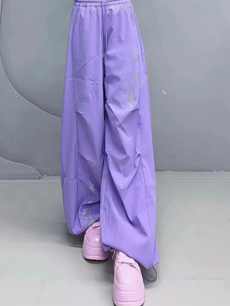 fashionable-summer-new-diamond-embellished-square-dance-sports-exercise-women's-high-waist-long-straight-leg-pants