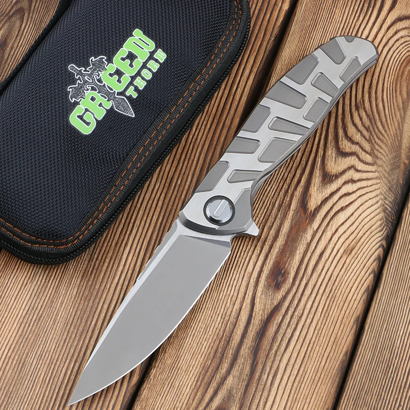 Green Thorn F95T CD Folding Knife TC4 Titanium Alloy Handle M390 Blade Outdoor Portable Camping Fruit Practical EDC Tool