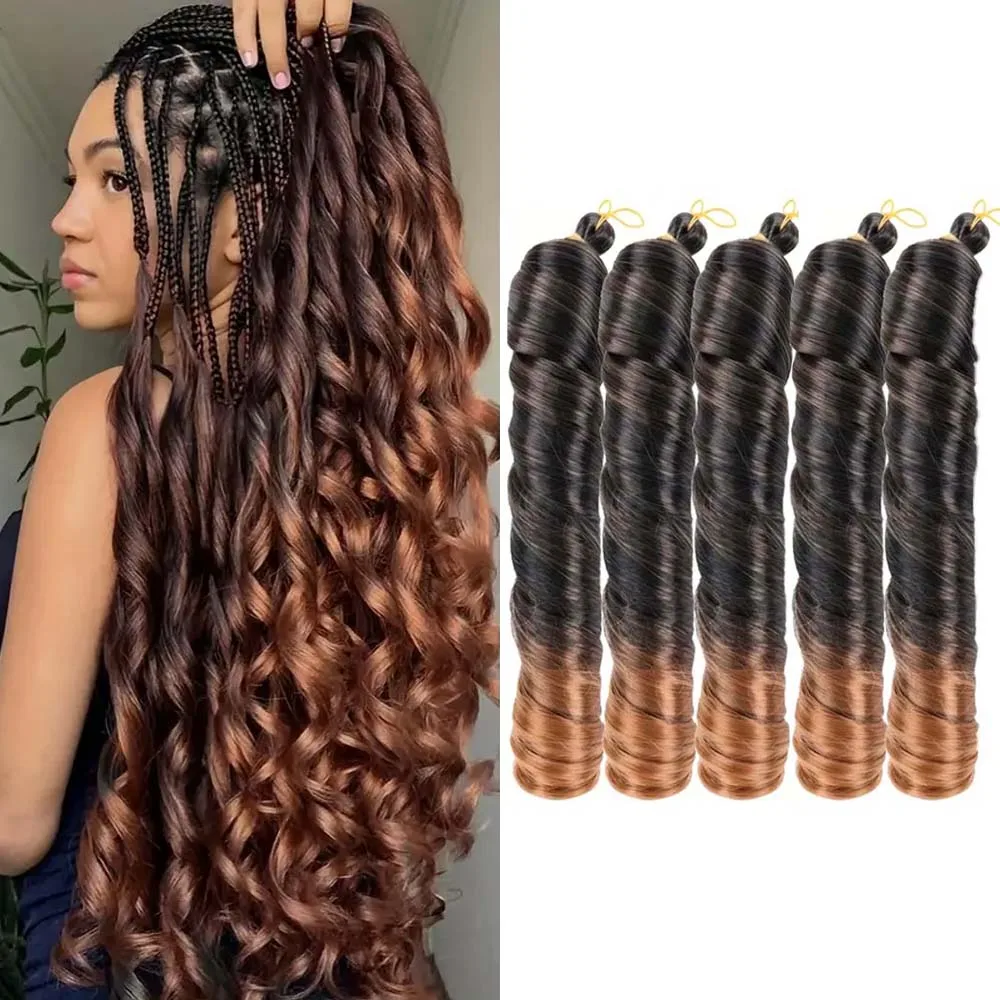3/5 paquets 24 pouces boucles françaises synthétiques Crochet cheveux pré-étirés vague lâche tressage cheveux Ombre lâche bouclés tresses tresses cheveux