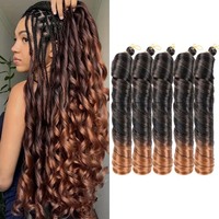 3/5Packs 24Inch Synthetic French Curls Crochet Hair Pre-Stretched Loose Wave Braiding Hair Ombre Loose Curly Braids Braids Hair