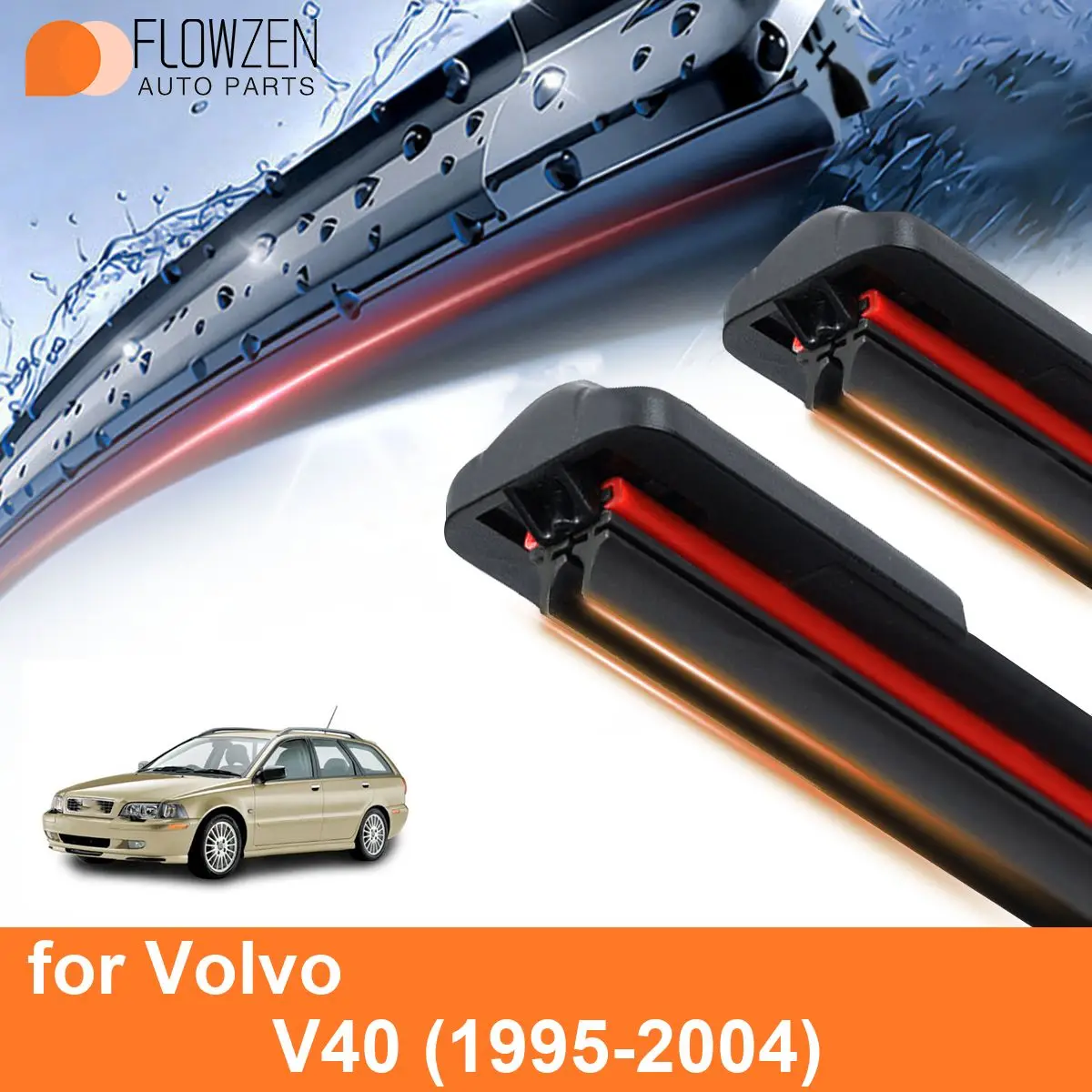 

Car Windshield Wiper Blades for Volvo V40 Double Rubber Frameless Bracketless WipersSoft Accessories