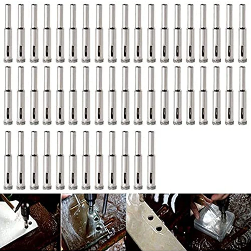 50Pcs 8Mm Diamond Tipped Hole Diamond Coated Drill Bit For Ceramic Tiles Glass Kitchen Ceramics Marble Hole Opener