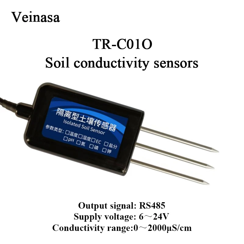 TR-THC03O 3 en 1 Sensor de conductividad de humedad y temperatura del suelo sensor EC de temperatura de humedad del suelo sensor de suelo portátil