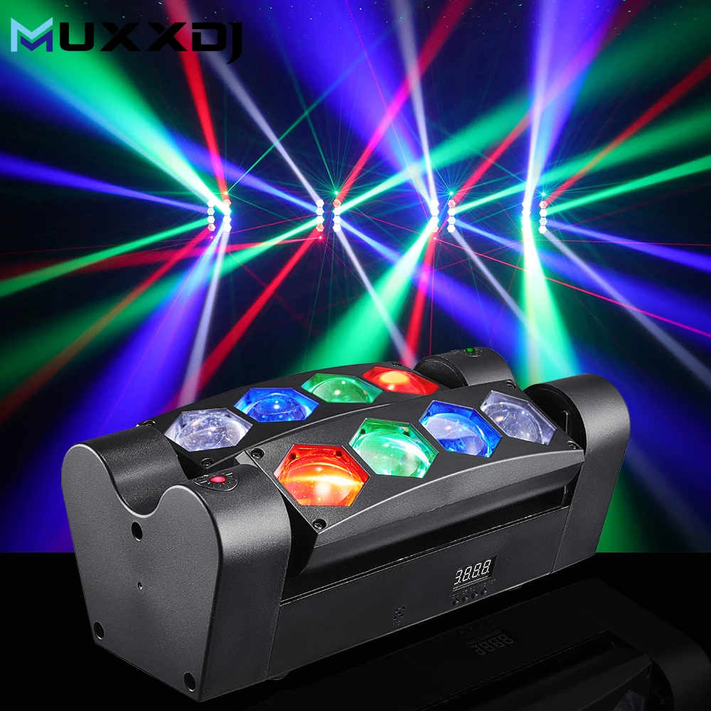 

MUXXDJ 8X3W LED RGBW Led Spider Light Moving Head DMX Beam Moving Head Light Led Party Event Show Light DJ Lighting