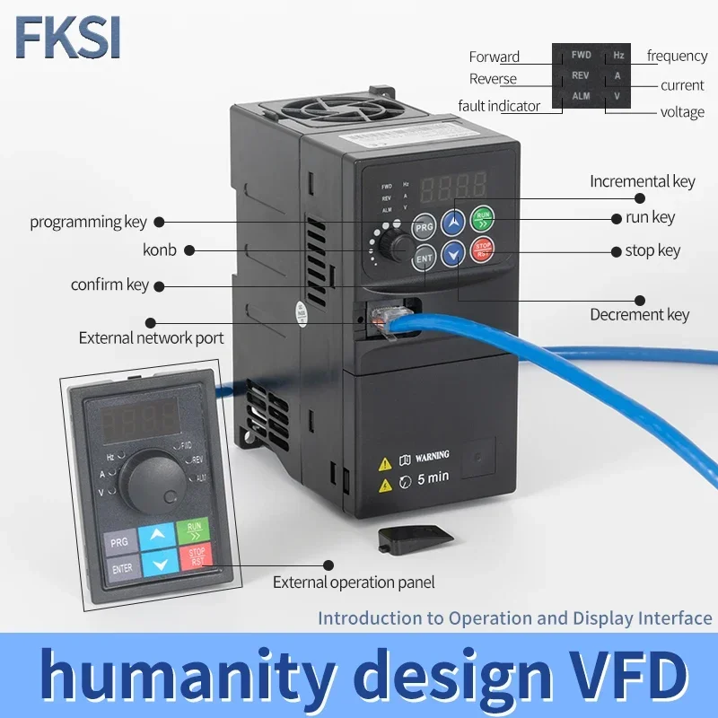 Imagem -03 - Inversor do Controle de Velocidade do Motor da Movimentação da Frequência Variável Conversor Vfd 0.75kw 1.5kw 2.2kw 3.7kw 5.5kw 220v 380v Saída Phase