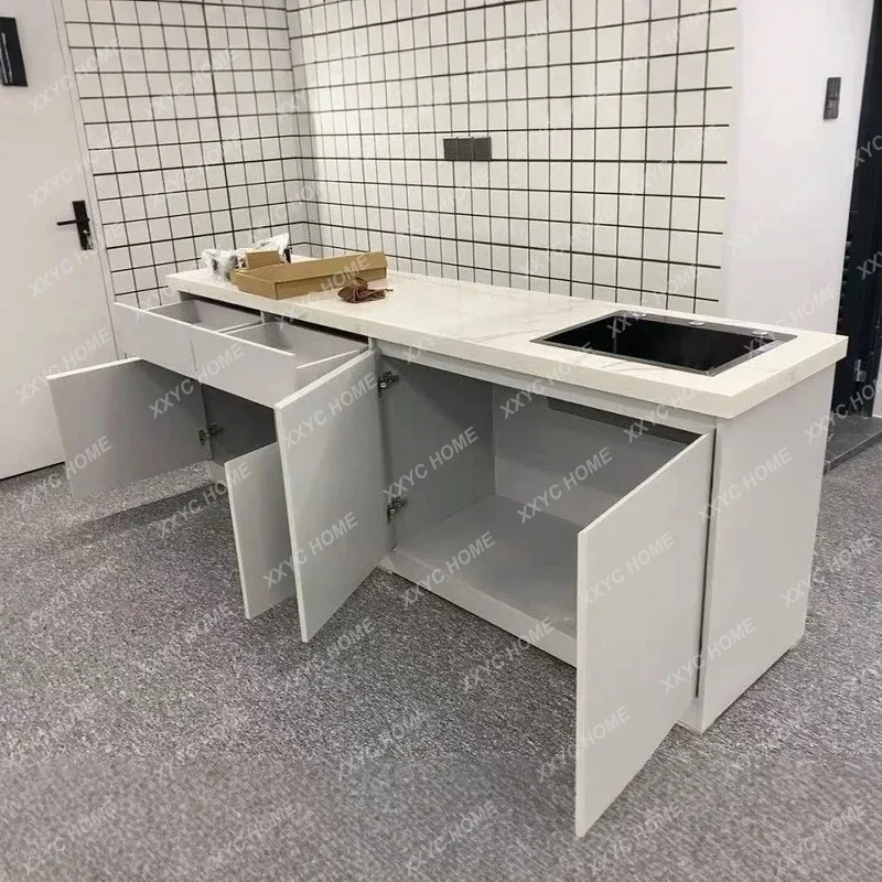 Solid wood water bar counter Office commercial multi-functional coffee counter Operating table Marble with sink integrated