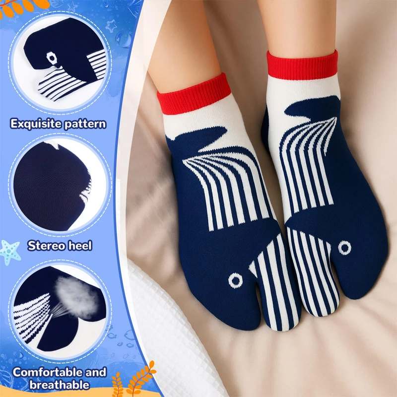 Lustige Fischsocken, originelle Tabi-Socken mit geteilten Zehen, Baumwollsocken mit Meeresmotiven, weiche, mittelhohe Socken, Cartoon-Aquarium-Socken mit hässlichem Aal – Detail 5