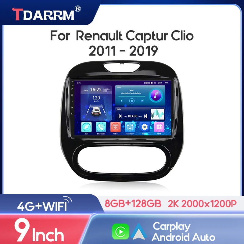 

TDARRM For Renault Captur Clio 2011 - 2019 2 Din WIFI 4G Car Radio Player Carplay Auto GPS Multiplayer With Split Screen