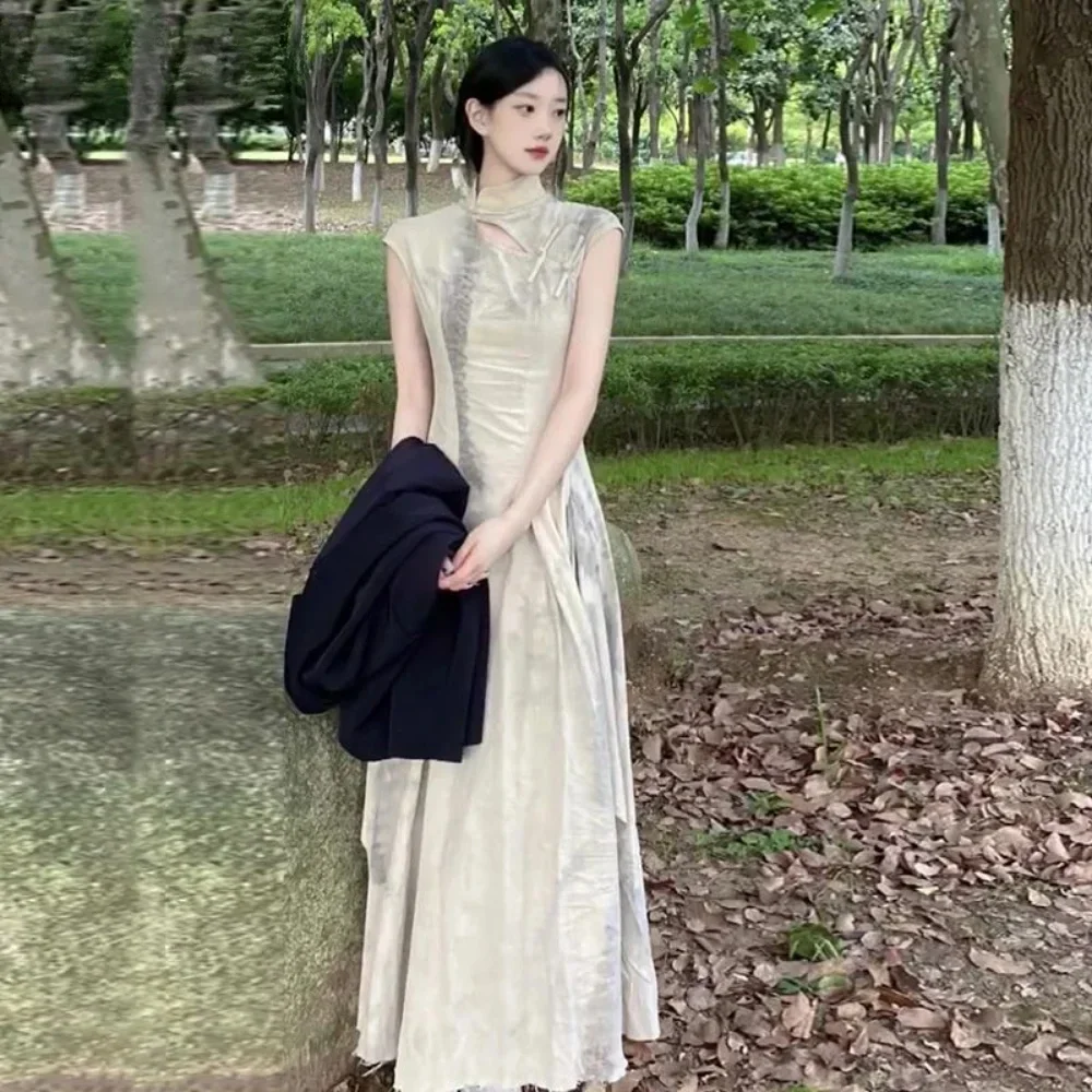 

Китайское платье QiPao, женское новое платье 20225, женское летнее бежевое платье Cheongsam, современный новый улучшенный Qipao в китайском стиле для подростков