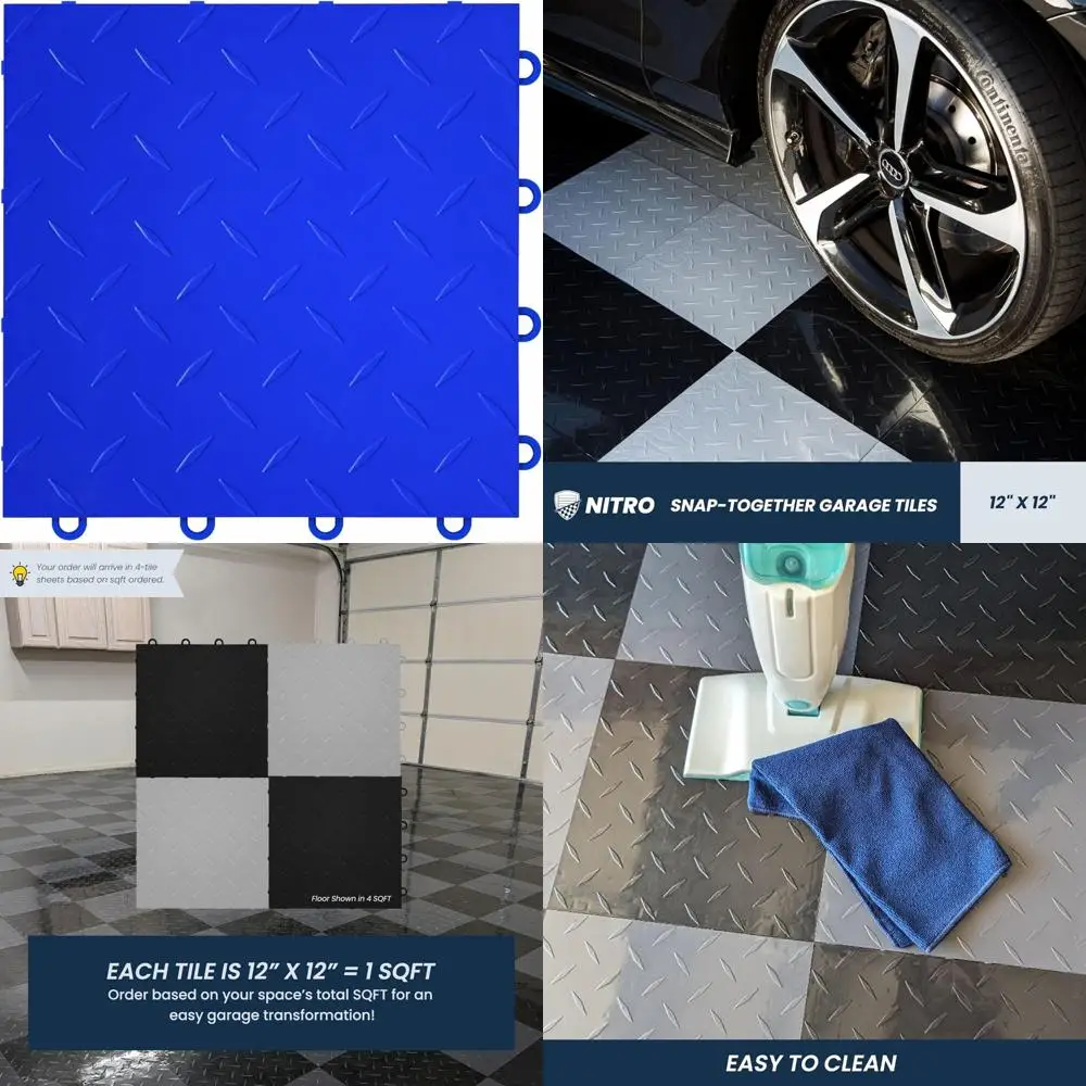 بلاط أرضية جراج بلاستيكي متشابك 12 × 12 غير قابل للانزلاق لتنظيم المرآب والسلامة