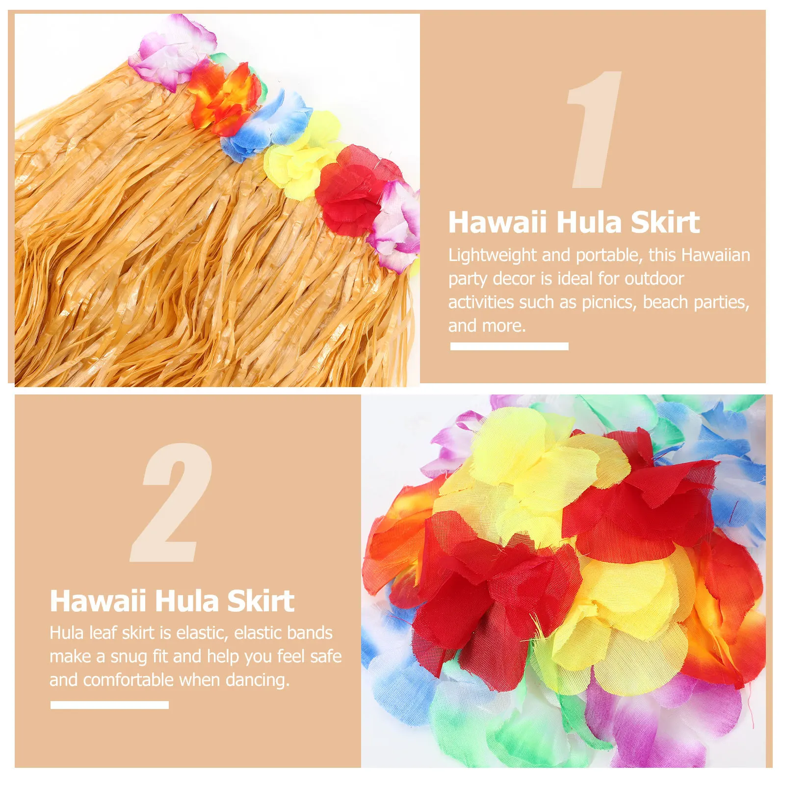 

1Set Hawaiian Party Lei Set Includes Grass Skirt Hairpin Glasses Hula Skirt Luau Party Decor Tropical Summer Supplies