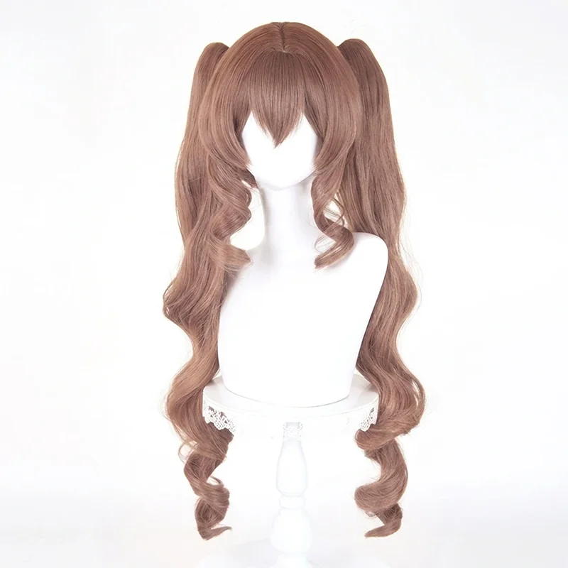 Game Arknights Angelina Mellow Wish Cosplay Wig Scalp Top Clip Twin Ponytails For Halloween Comicon Party Adult Women Men