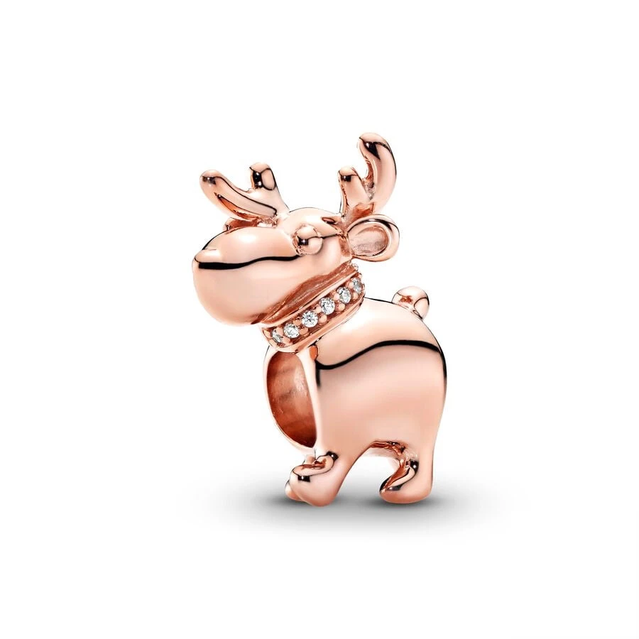 Rose Gold Plated Purse Reindeer Cross & Family Roots Dangle Charm Bead Fit Original Silver 925 Women Bracelet DIY Jewelry Gift