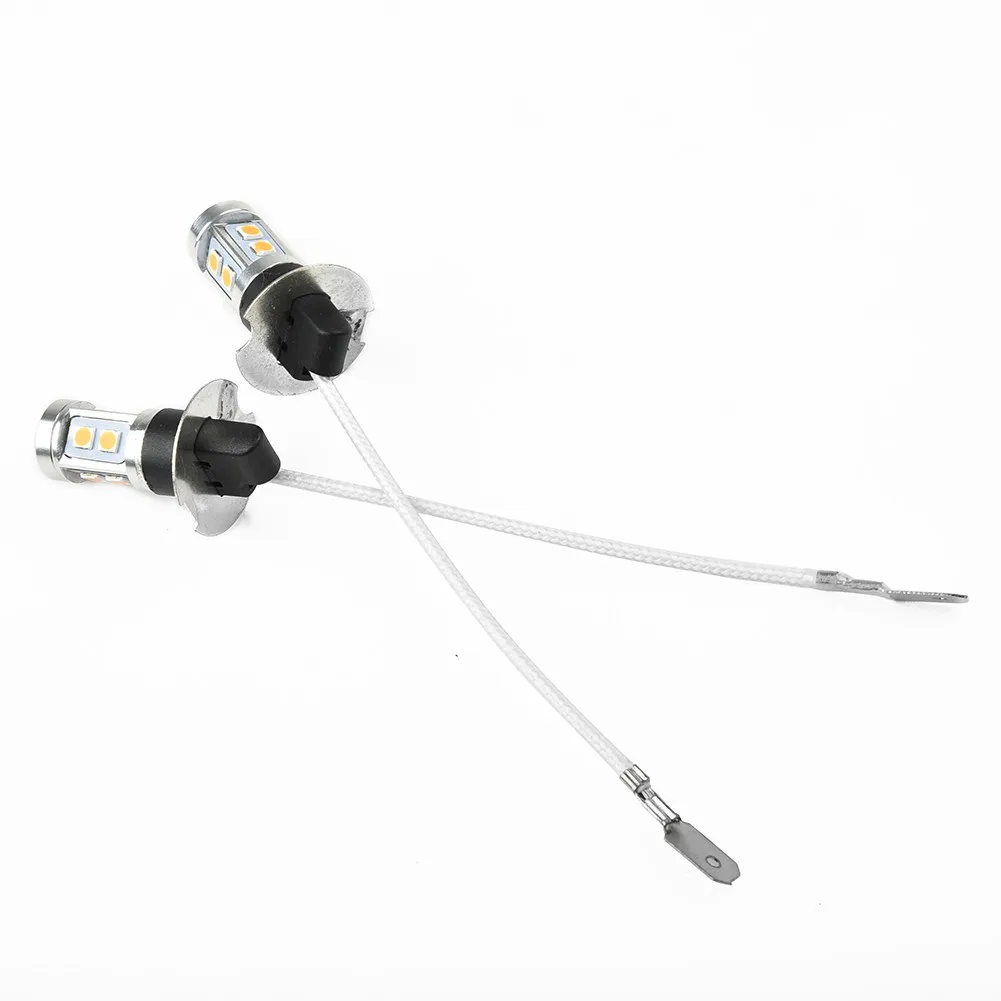 H3 100W LED Fog Light Bulbs Set of 2 3000K Yellow for DRL DC 12V 24V Designed for Automotive Fog and Driving Light Use