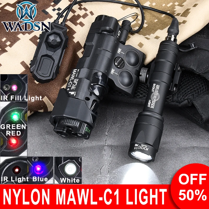 

WADSN MAWL-C1 Nylon Full-Function Lamp SF M600C Hunting Flashlight AXONun Switch Set MAWL Red Green Blue IR Laser Fill Light