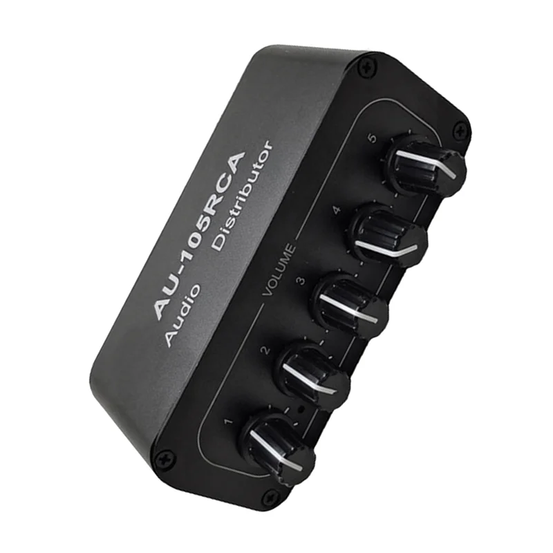 A92Z 5CH Audio Distributor Stereo Audio Mixer 1 Input 5 Output RCA Splitter for Power Amplifier Active Audio