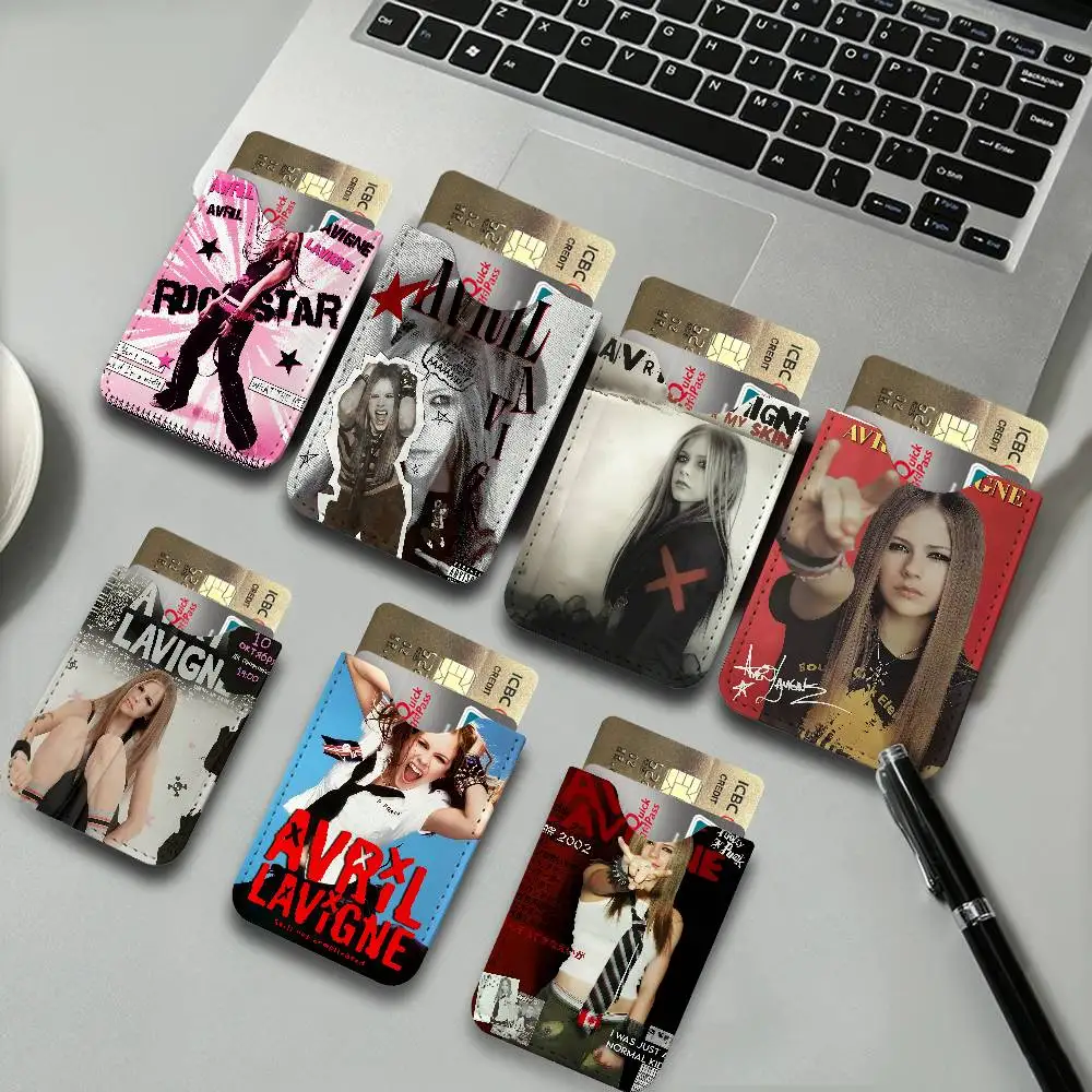 Singer A-A-Avril L-L-Lavigne PU Leather Card Holder Sleeve for Credit Cards,Secure/Slim Design, Travel Storage Essentials