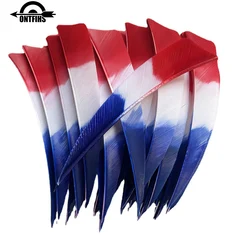 36Pcs 4Inch Shield Cut Arrows Fletches Red White Blue Gradient Natural Turkey Feather Archery DIY Accessories