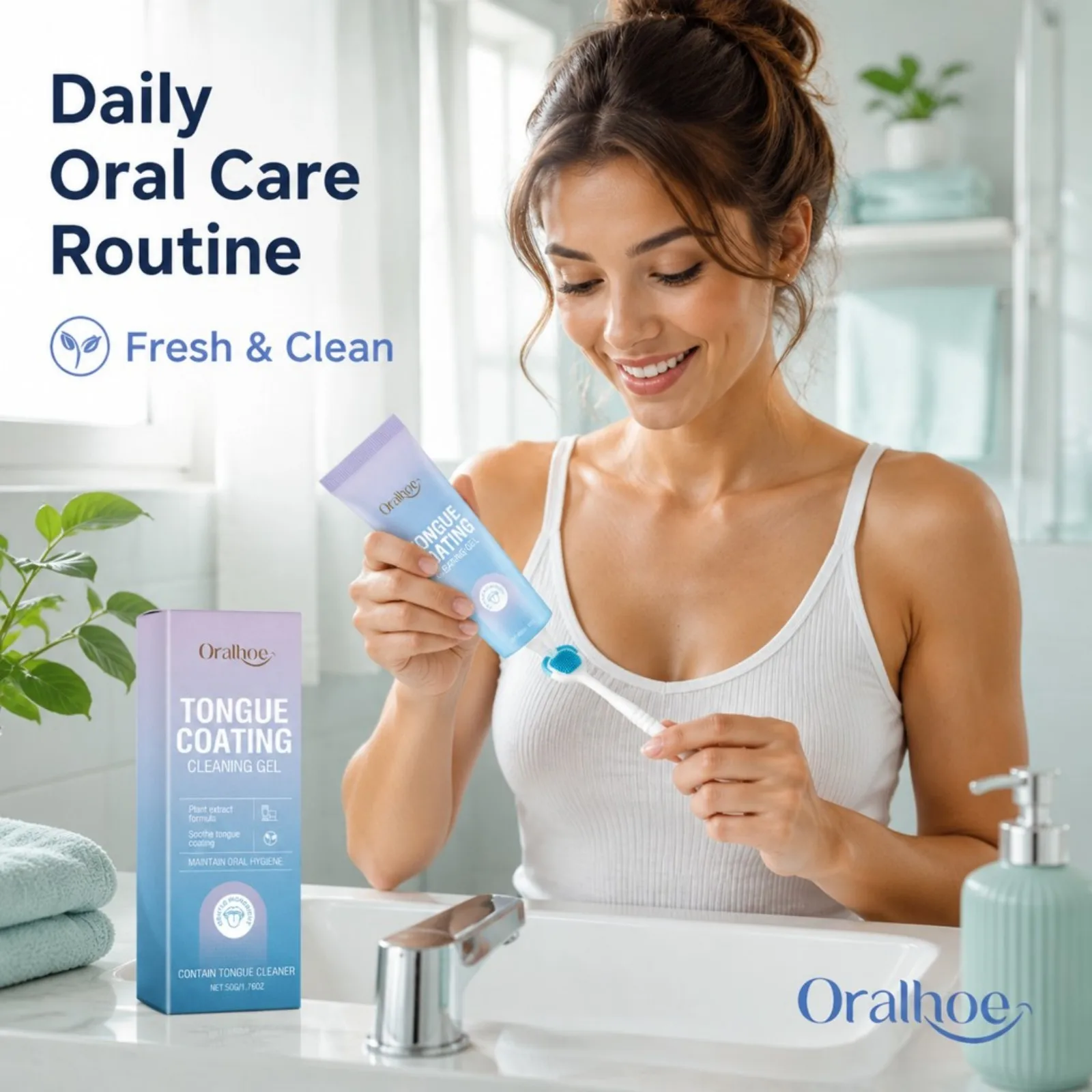 Tongue Cleansing Gel Toothbrush Set Remove Tongue Coating Inhibit Oral Bacteria Breath Freshener Daily Oral Cleaning Care