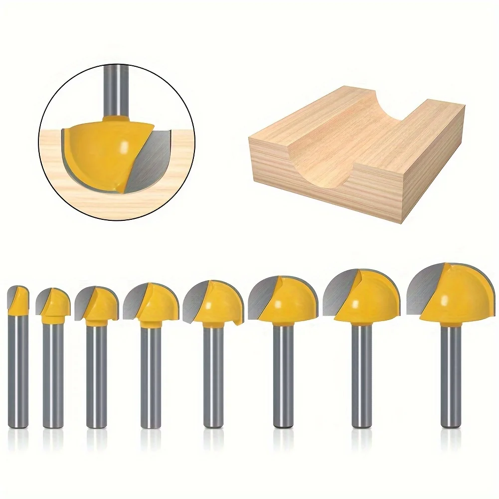 6mm Shank CNC Solid Carbide Round Nose Router Bits, 6-30mm Woodworking Tools for Precise Cutting