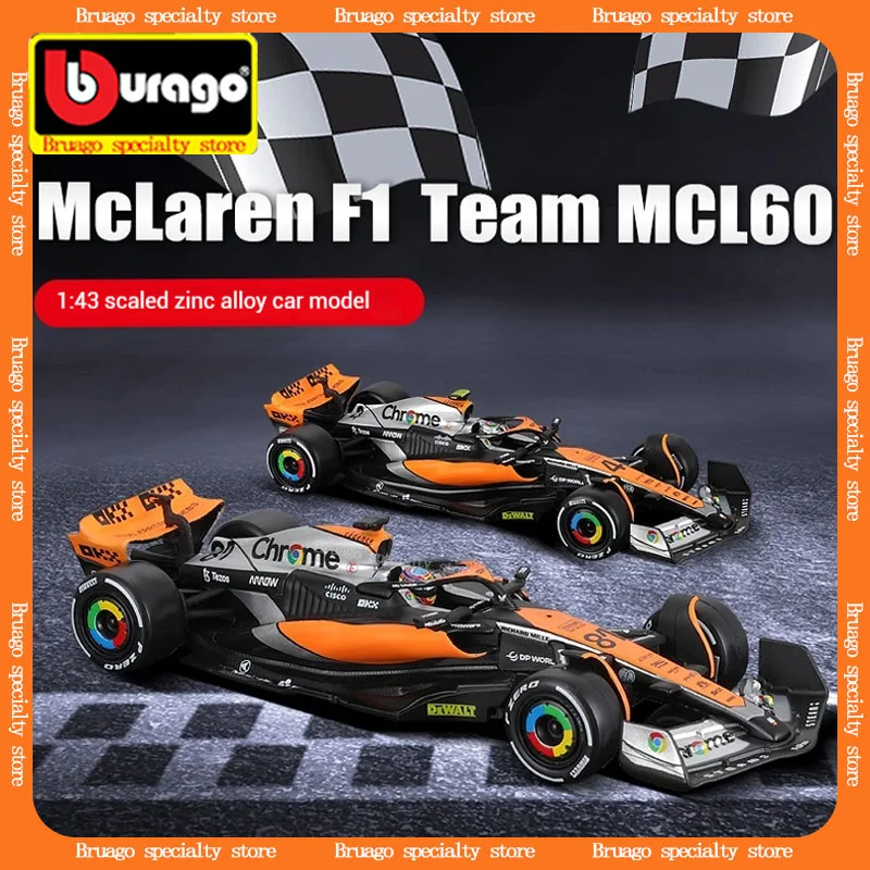 Bruago 1:43 F1 Racing Mclaren 2023 Mcl60 Model 81 Oscar Piastri 4 Lando Norris Die Cast Alloy Formula Car Model Boy Toy Gift