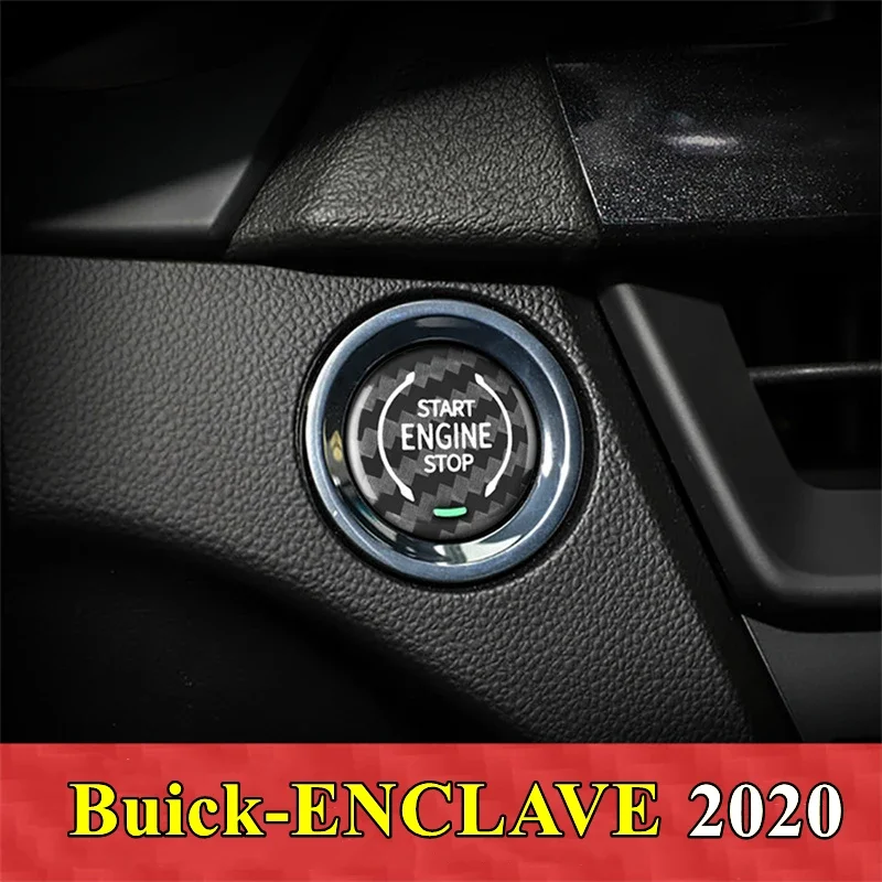 

For Buick Enclave Car Engine Start Stop Button Cover Real Carbon Fiber Sticker 2020