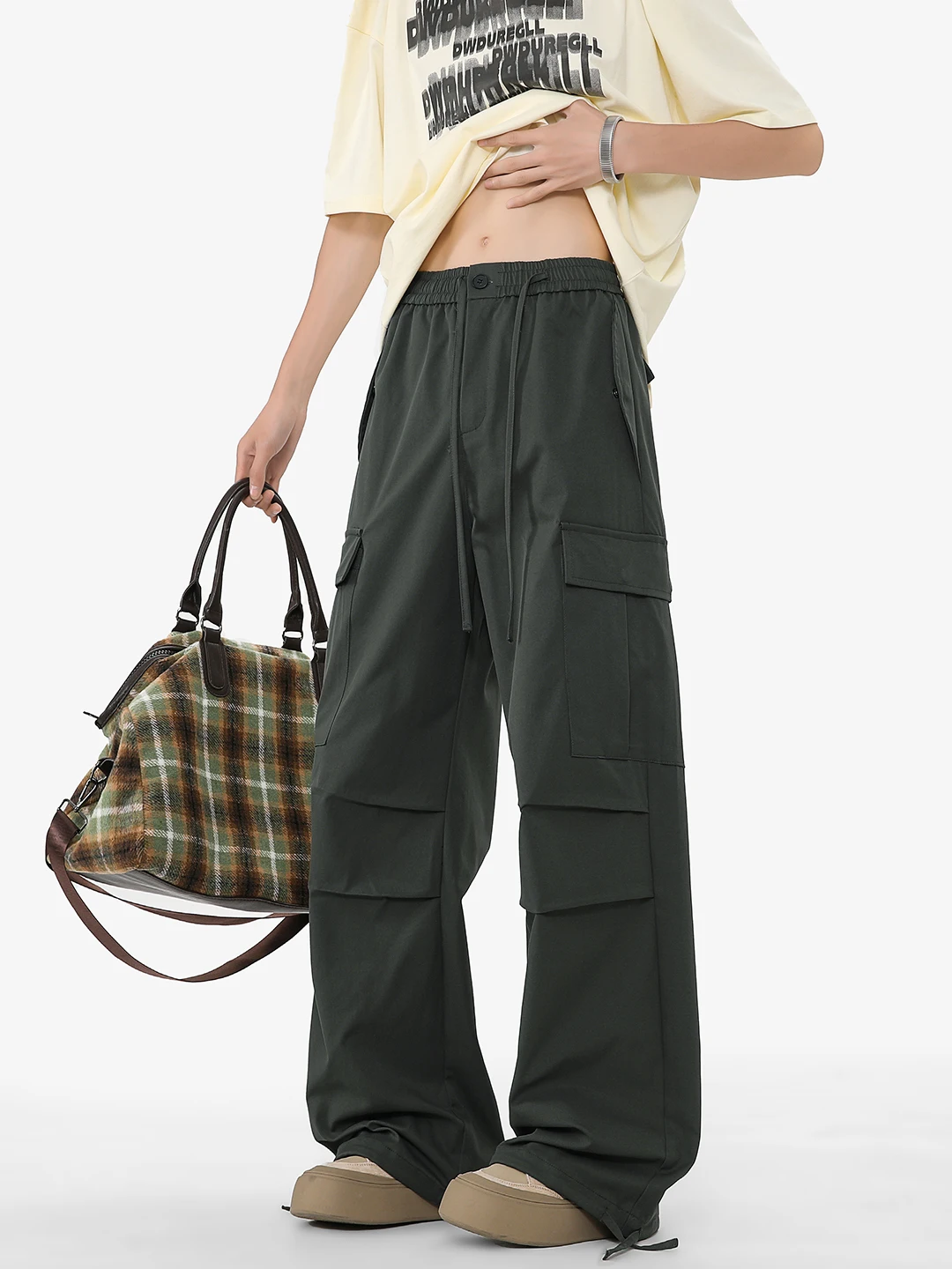 

Осенние американские модные брендовые дизайнерские складные рабочие брюки мужские High Street Haome Qui Dry широкие прямые повседневные брюки