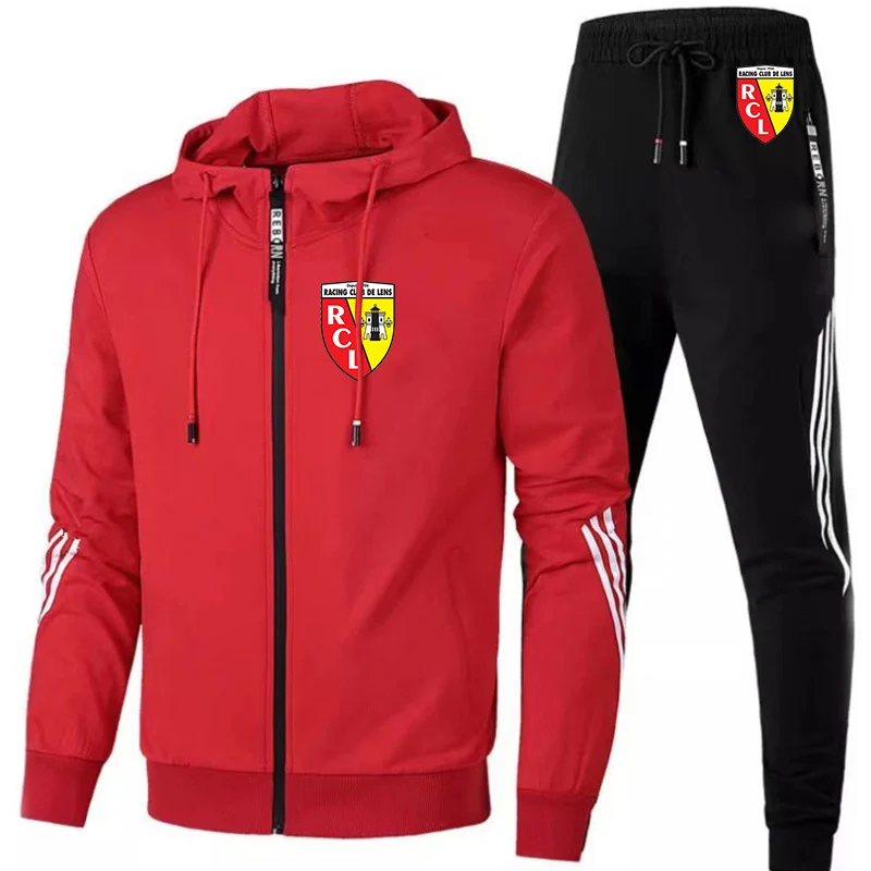 Euro Club Rc Lens Printed Men Casual Set Spring Autumn New Sportswear Hoodies+Pants 2PCS Sets Hip Hop Street Loose Tracksuits