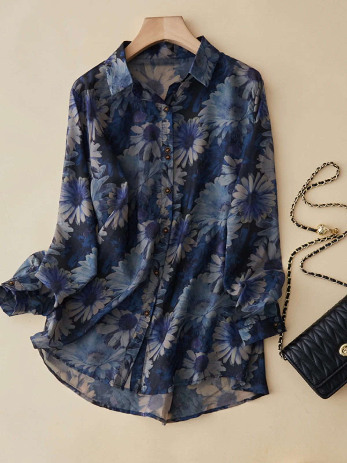 

Женский свободный повседневный длинный топ на пуговицах в стиле ретро из хлопка и льна с гонконгским принтом, удобный крой