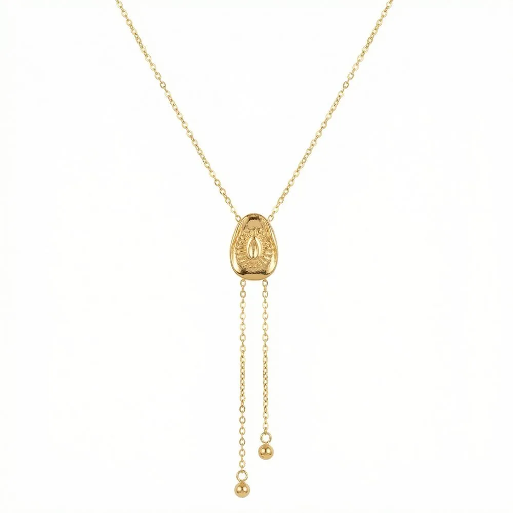 Niche Zinc Alloy Cowboy Hat Necklace Gold Adjustable Lariat Sweater Chain Fringed Pull-out Tassel Drawstring Necklace Daily