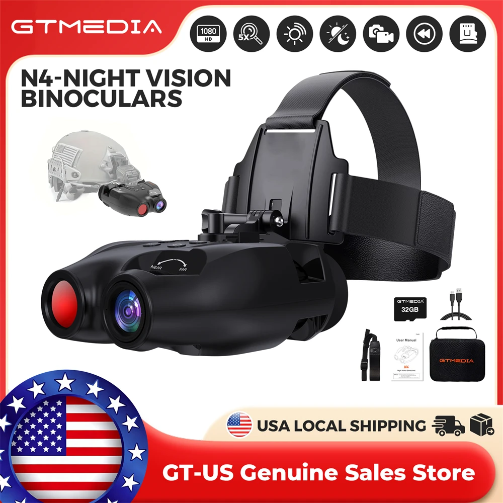 

America In Stock GTMEDIA N4 Night Vision Goggles IR Night-Visions 5X Digital Zoom Head Mount Telescope Day Night Use For Outdoor