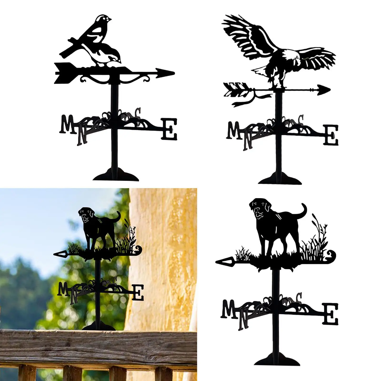 Weathervane Outdoor Wind Measuring Vintage Desktop Ornament Retro Wind Vane Weathercock for Lawn Outdoor Farm Roof Mount Fence