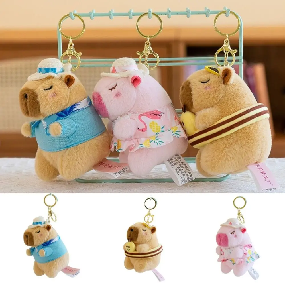 Plush Doll Cartoon Capybara Pendant Cartoon Funny Capybara Plush Keychain Cute 12cm Stuffed Plush Toys Key Ring Backpack Decor