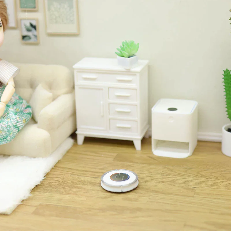1/12 Dollhouse Simulation Mini Robotic Vacuum Cleaner Model Dollhouse Furniture Decoration Doll House Mirco Scene Accessories