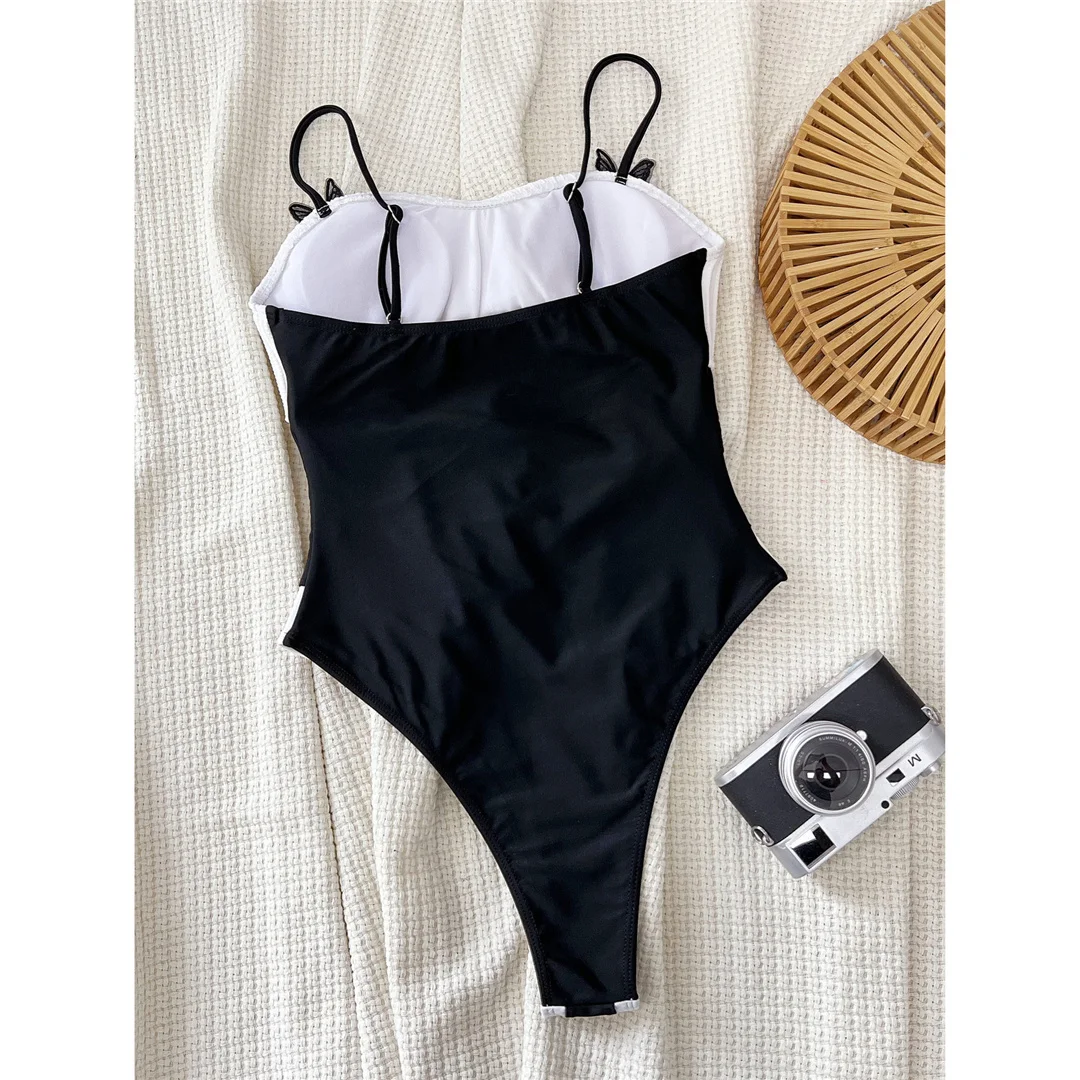 2026 Sexy, gespleißter, gerippter Einteiler-Badeanzug mit Cut-Outs für Damen, Badebekleidung, hoch geschnittene Beine, gepolstert, Badeanzug, Schwimmanzug V5877 – Detail 11