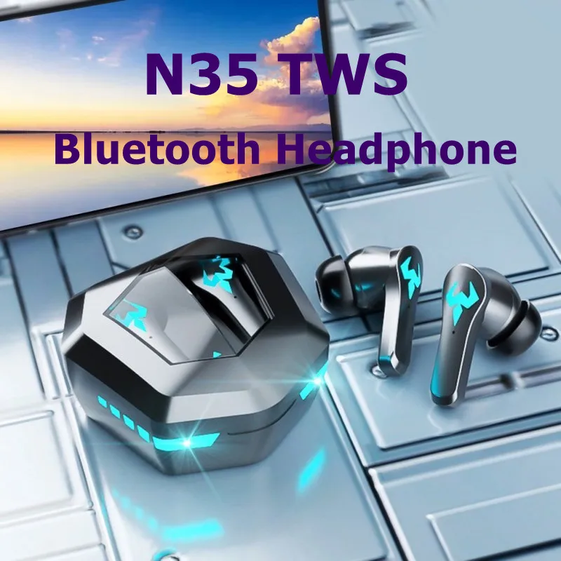 N35 Earphone Bluetooth 5.2 TWS Sports Outdoor Headset Wireless Headphone Earbuds Ear For Smart Phone Xiaomi Samsung Games Music