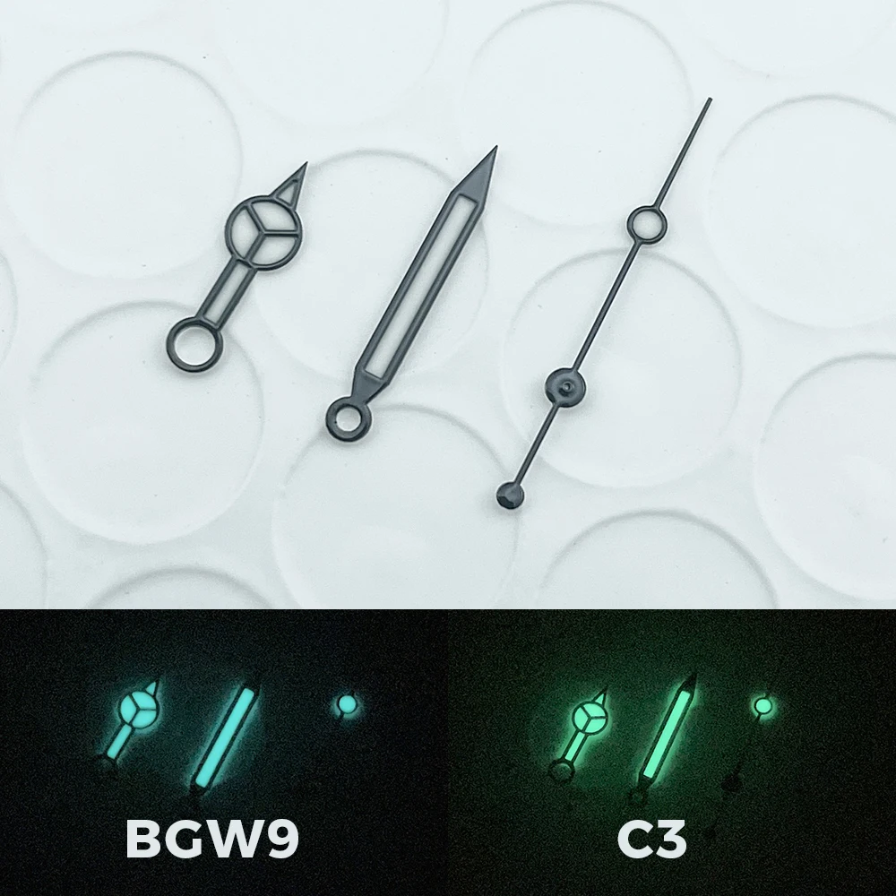 NH35 Mercedes Benz Black Watch Pointer Set C3/BGW9 Lume For NH35 NH36 Sub Style Super Luminous Watch Pointer