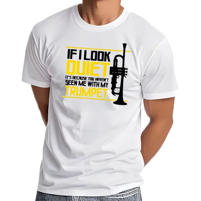 Camiseta divertida para hombre, camisa con estampado de trompeta silenciosa, Banda de Música de latón, pickslace, algodón,