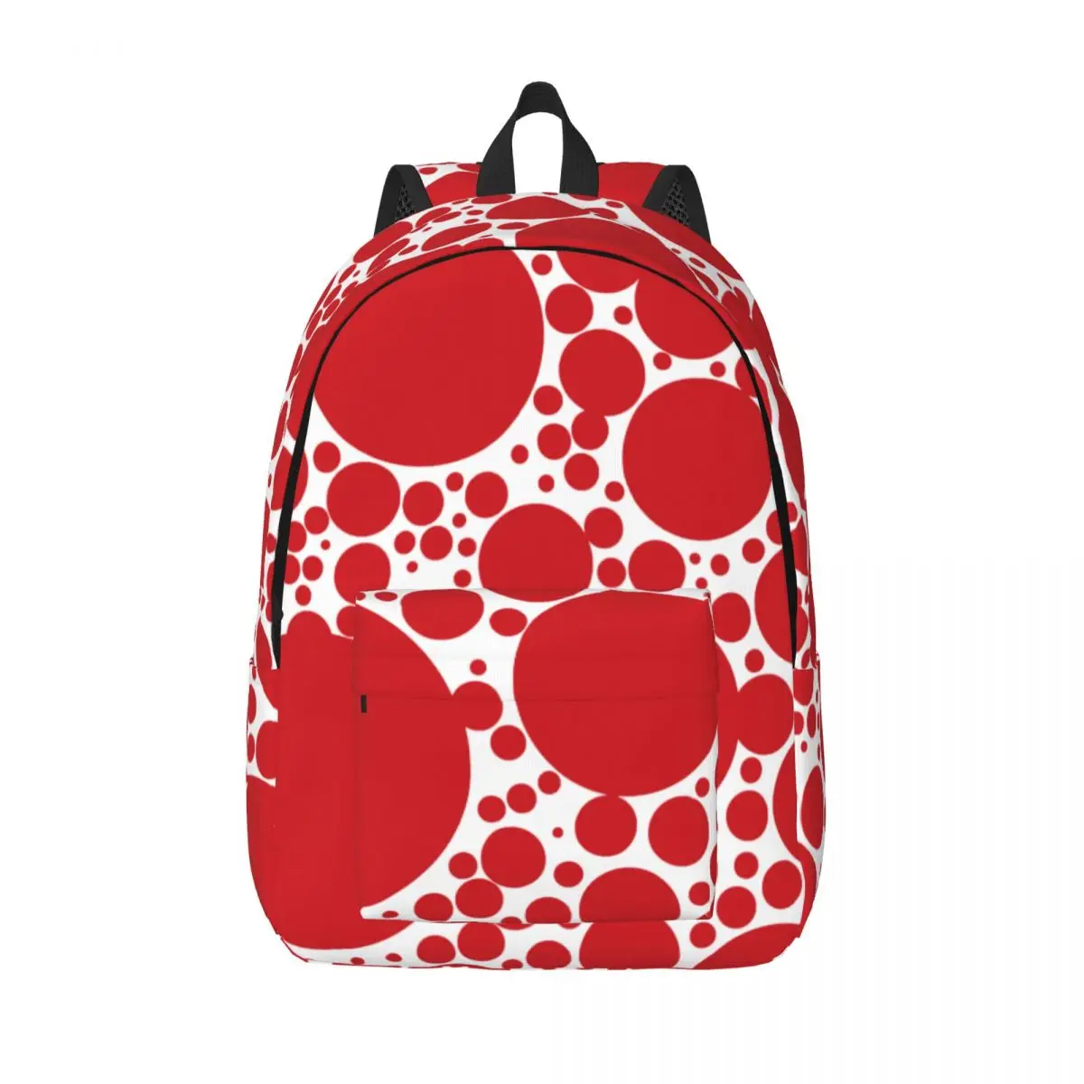 Red Dots Pattern for Teens Student School Bookbag Yayoi Kusama Canvas Daypack Middle High College Hiking
