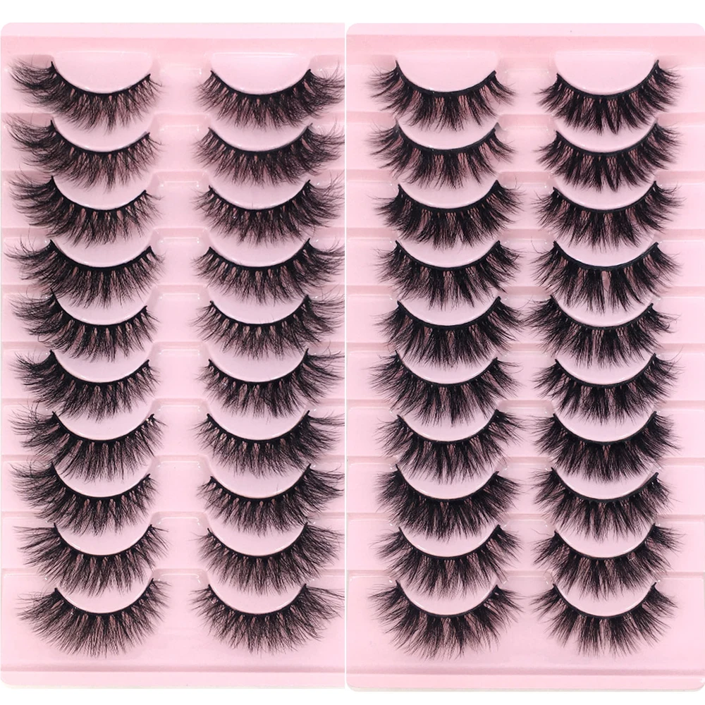 Natural Grosso Faux Mink Cílios, Cílios Falsos Longos, Cílios Falsos Dramáticos, Extensão de Maquiagem, Beleza, 6D, 10-20mm, 10 Pares, Novo
